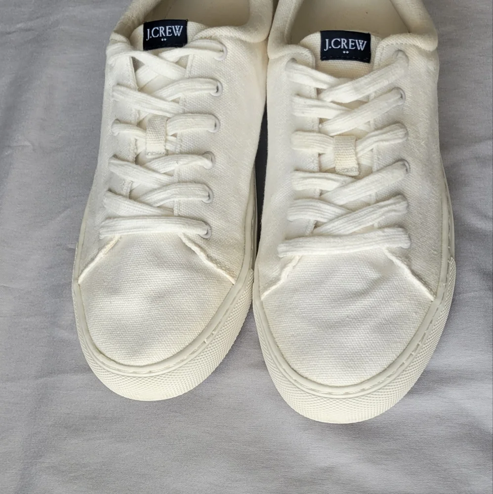 J.Crew White Road Trip Canvas Sneakers Womens Size 7H Casual Low Top Tennis Shoe